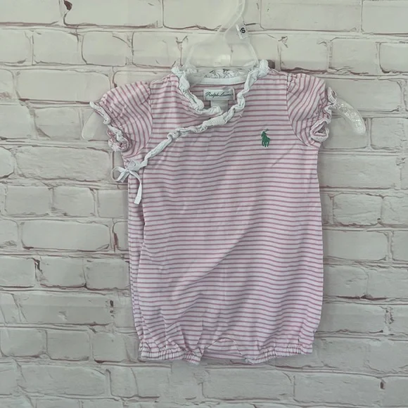 Ralph Lauren baby pink striped onesie size 6 M