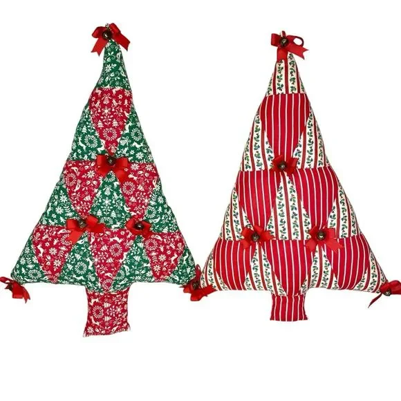 Christmas Tree Handmade Quilted Wall Hanging Decor Holiday Patchwork Pillows