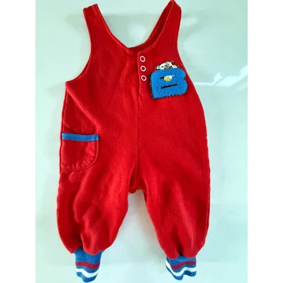 Vintage Buster Brown One Piece Romper Playsuit Baby Size 6-9 Months Red Bear B