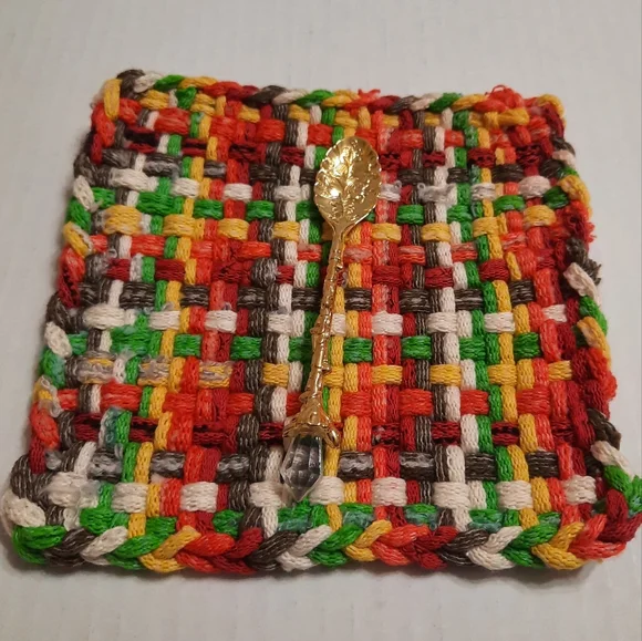 Mug rug and teaspoon