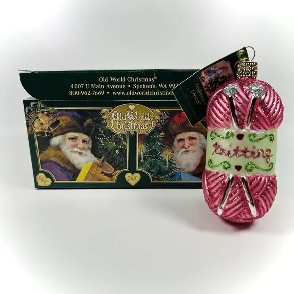 Old World Christmas Knitting Yarn Glass Ornament 32255 Decoration With Box NWT