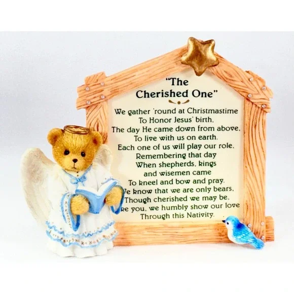 Vtg 1996 Cherished Teddies The Cherished One NATIVITY‎ PRAYER PLAQUE #176362 COA