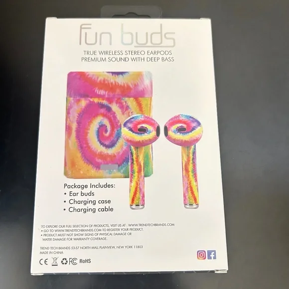 Fun Buds Tie Die EarPods. NWT