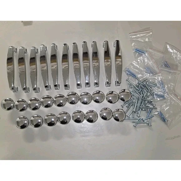 29‎ Pc Chrome Cabinet Hardware Lot 11 Drawer Pulls 18 Knobs w/ 2 Sizes Screws