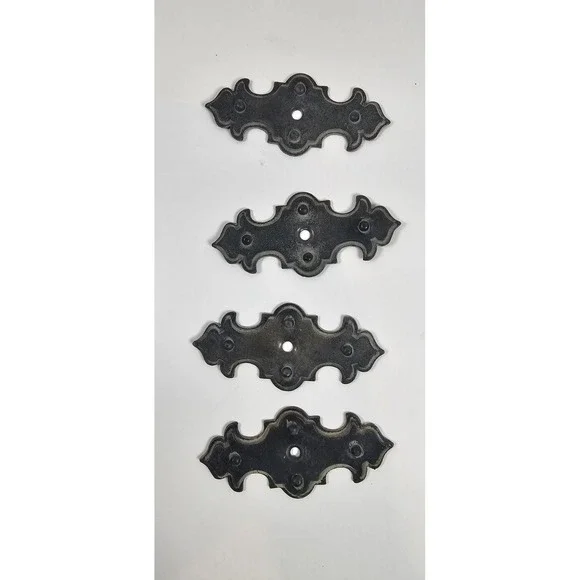 Vintage‎ Ornate Drawer Pull Backplates Gothic Patina Bronze Set of 4