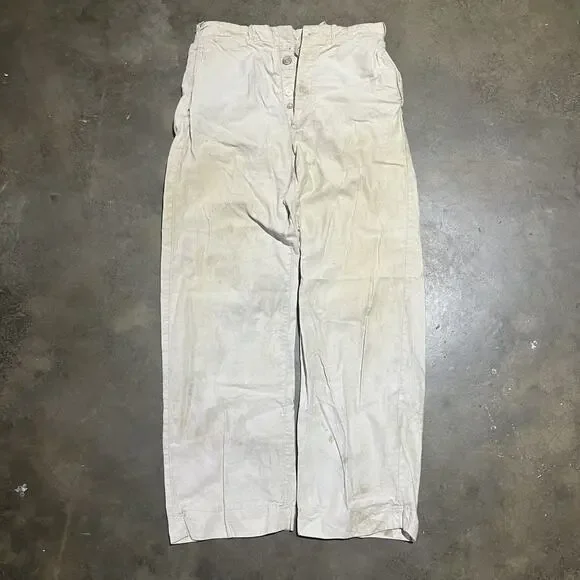 Vintage 50s Tan Sanforized Sail Cloth Cotton Chinos 28x30