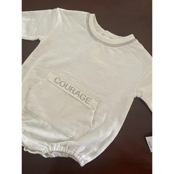 Grayson Mini Baby Off - White Long Sleeve COURAGE Bodysuit Outfit Size 12 M NWT