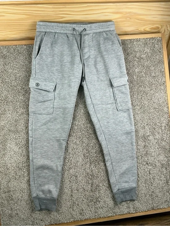 Ring of Fire Men's Light Gray Cargo Jogger Sweatpants