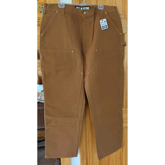 Carhart Pants Brown 42 X 32 B01-M Loose Fit Firm Duck Double-Front Utility Work