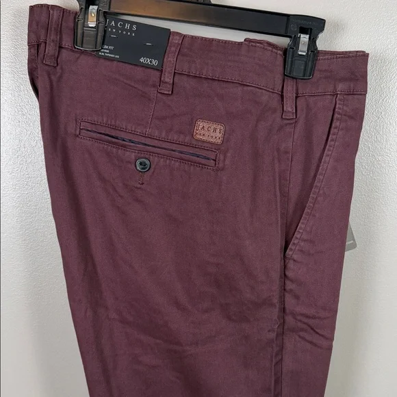 Jachs New York Maroon Slim Fit Mid Rise Chino Pants