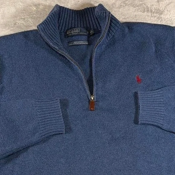 Y2K Vintage Polo Ralph Lauren Quarter Zip Sweater | Blue | XL