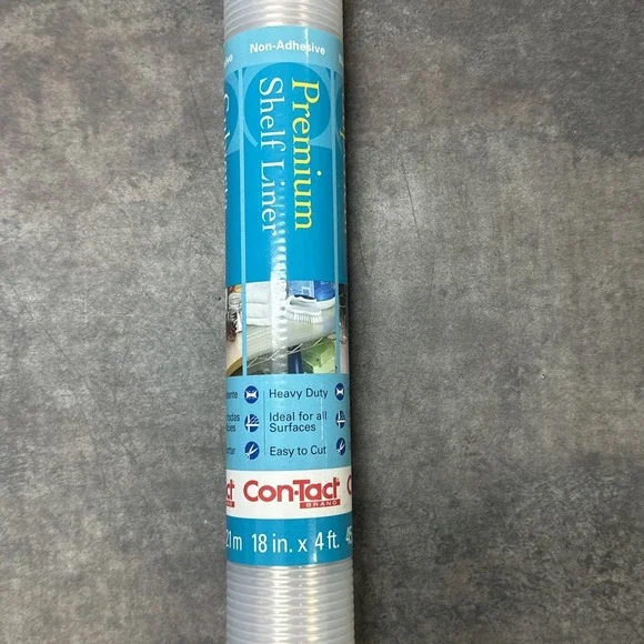 NEW Con-Tact Brand Grip Premium Non-Adhesive Shelf Liner-Clear Ribbed 18in x 4ft