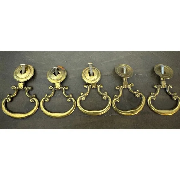 Vintage KBC Brass Plated Drawer Cabinet Pulls 2