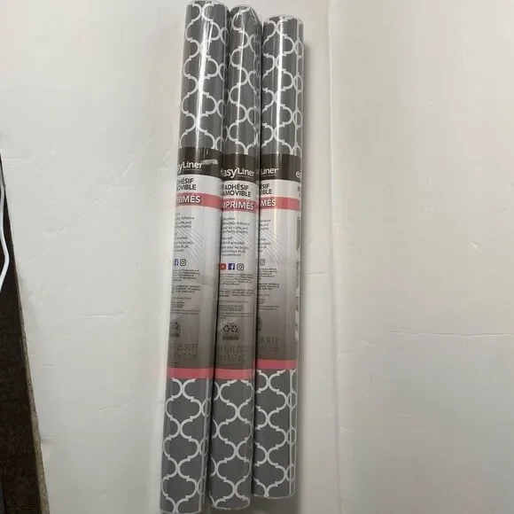 Duck Brand Easy Liner Removable Adhesive 3 Rolls Grey Quatre 20