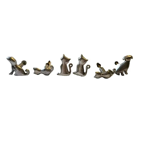 Set Of 6 Cat And Dog Drawer Pulls Metal