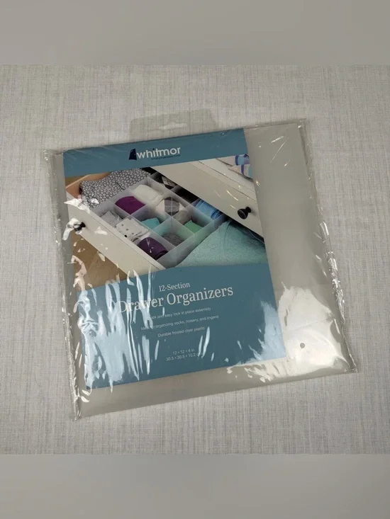 Whitmor 12-Section Frosted Drawer Organizer - White 12x12”