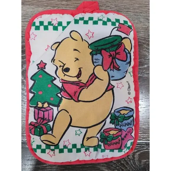 Disney Winnie the‎ Pooh Christmas Pot Holder Tree Honey Red Yellow #8