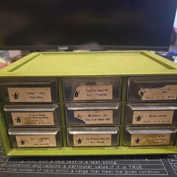 Vintage 9‎ Drawer Green Storage Parts Bin Organizer