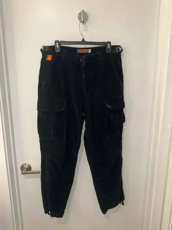 Empyre Relax Black Corduroy Baggy Cargo Skate Pants Size 30