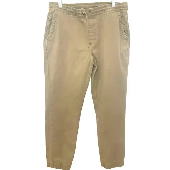 Urban Pipeline Jogger Pants M Tan Pull On Elastic Waist Hem High Rise Athleisure