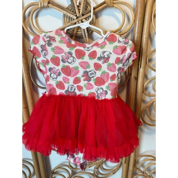 Disney Baby Minnie Mouse Strawberry Tutu‎ Bodysuit Outfit 24M