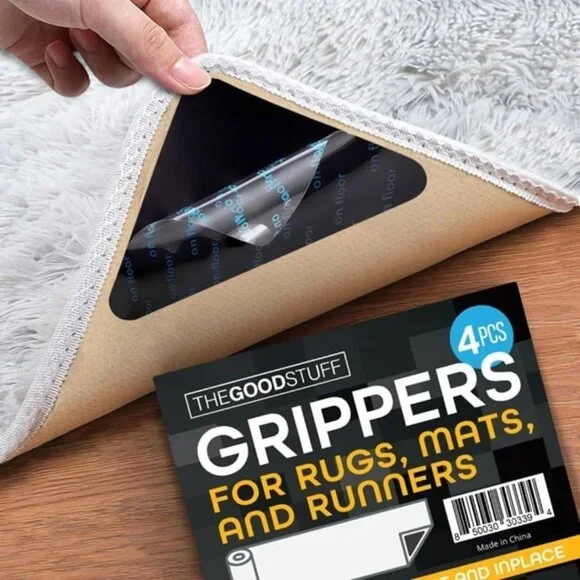 Rug Grippers Stop Rug Sliding on Hardwood Tiles Laminate and Vinyl Reusable x4