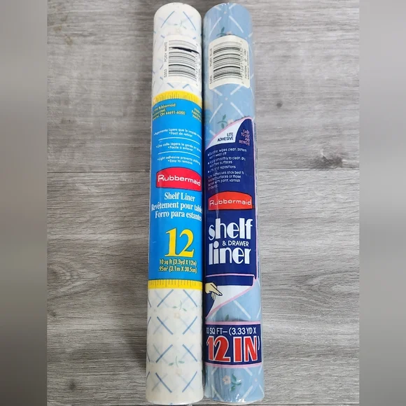 Vintage Rubbermaid Shelf Liner 2 Rolls- 1 White Posey & 1 Blue Posey 10sqft Each