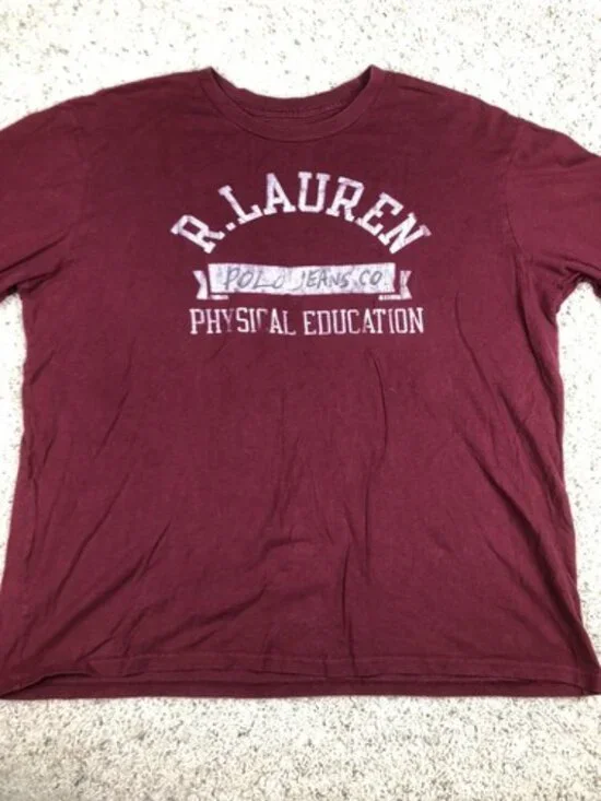 Polo Jeans Company Long Sleeve T-Shirt Adult Size Medium Red Burgundy Spell Out