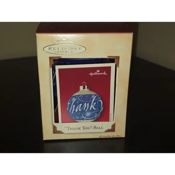 Vintage 2002 Hallmark Christmas Thank You Ball Ornament Keepsake - 9 Languages