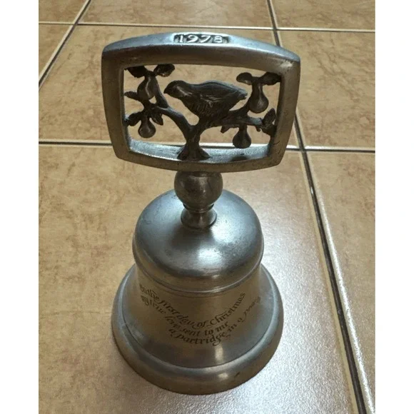 1978 Crown &‎ Rose 12 Days Of Christmas Pewter Bell - On The First Day Of