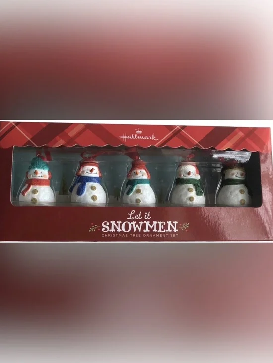 Hallmark 2013 Let It SnowMen 5 Mini Christmas Tree Ornaments NEW in Box