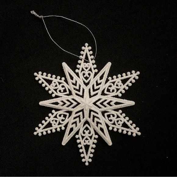⭐️ Glittery White Snowflake Christmas Ornament