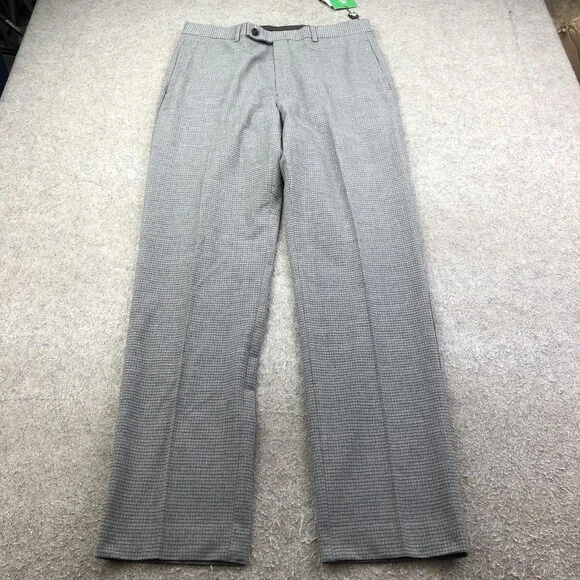 Lauren Ralph Lauren Pants Mens 34x34 Gray Check Dress Flat Front Straight Leg