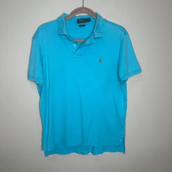 Polo by Ralph Lauren Polo Shirt Mens L Blue Cotton Short Sleeve Collared Casual