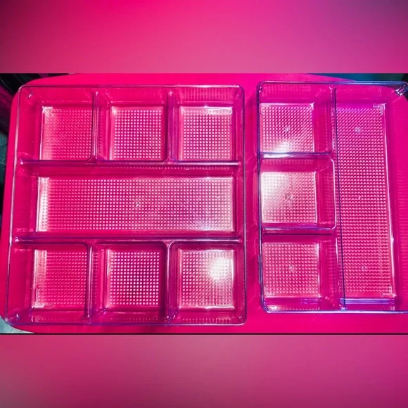 Set of 3 drawers organizer Seethrough sturdy glossy plastic Organizer Tray
