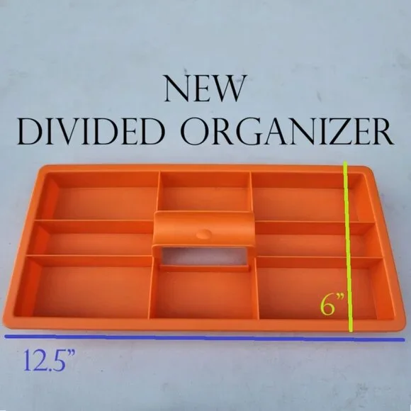 NEW Drawer Organizer Craft Divider with Handle Orange Divided Caddy Arts…