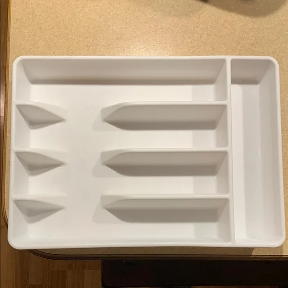 White Utensil Cutlery Organizer Tray for Kitchen Drawer