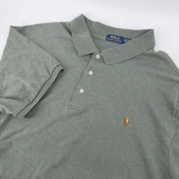 Polo Ralph Lauren Polo Shirt Mens 4XB Gray Classic Fit Short Sleeve Pony‎ Logo
