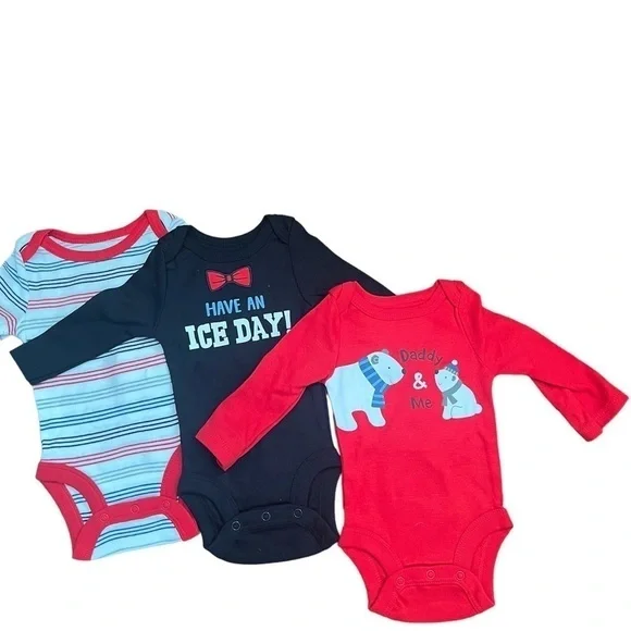Koala Baby 3 Piece Bodysuit Newborn Infant Daddy and Me Cotton Long Sleeve NWOT