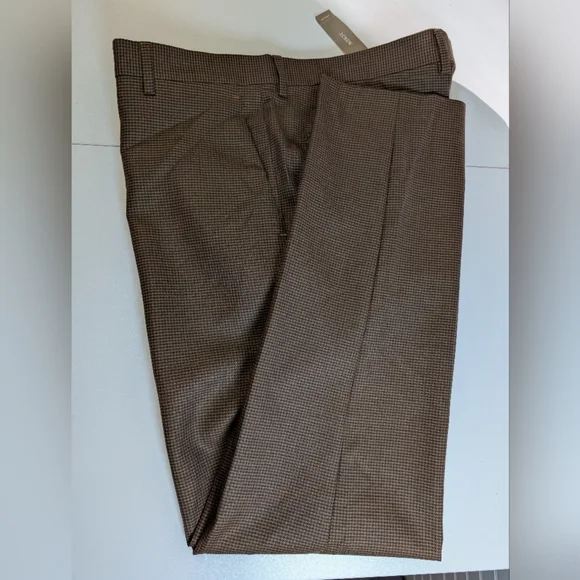 J.Crew Ludlow Slim Suit Pants Brown Houndstooth 35x32 NWT