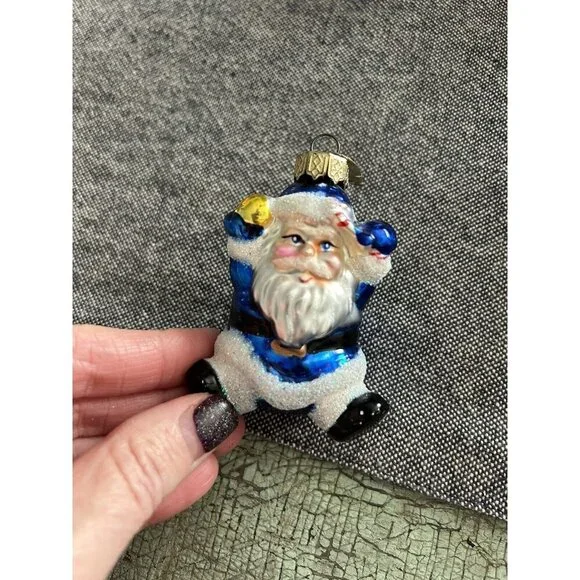 Vintage 2003 Thomas Paccino Santa In Blue Tree Ornament