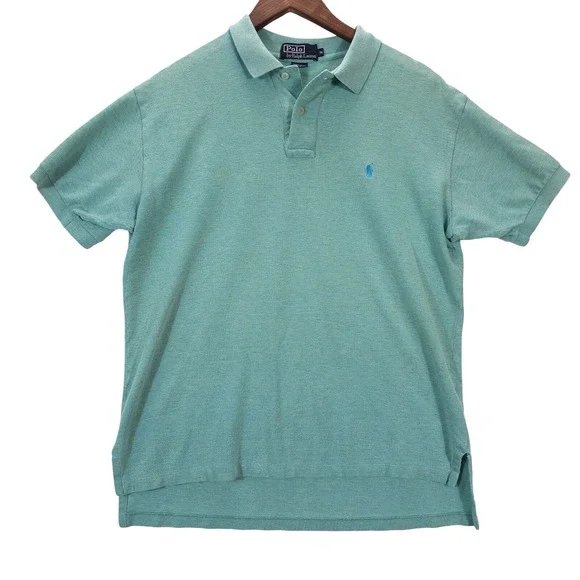 Vintage Polo Ralph Lauren Mens M Green Short Sleeve Cotton Pique Pony Logo Shirt
