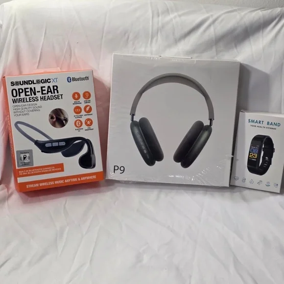 BUNDLE (Green P9 Pro Wireless Headphones+SoundLogic Headset+Green Smart Band