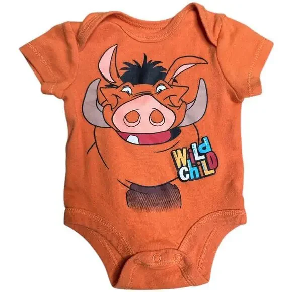 Disney Baby The Lion King Pumbaa One Piece Creeper Snap One Piece Baby NB