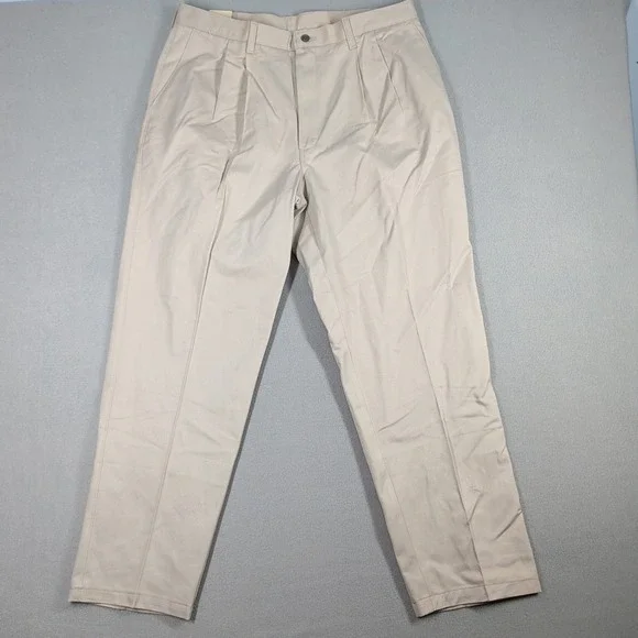 Lee Pants Mens Khaki Double Pleat‎ Relaxed Fit Tapered Chino VIS U371-019