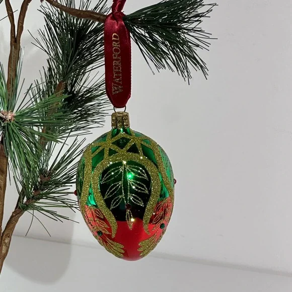 Vintage Waterford Holiday Heirlooms Peacock 10th Anniversary Egg Ornament Boxed