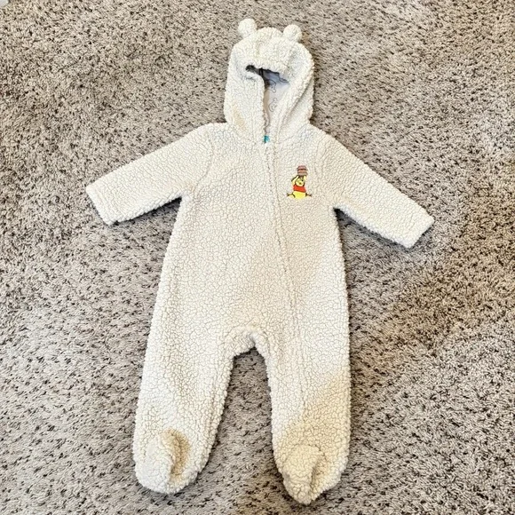 Disney Winnie The Pooh Sherpa Fleece One Piece Pajama Baby Size‎ 6-9 Months