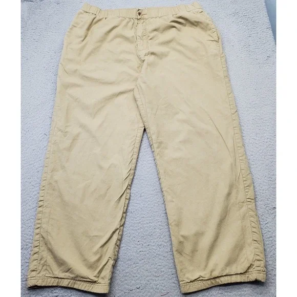 The Territory Ahead Golf‎ Chino Pants Mens XL Tan Flannel Lined Elastic Waist