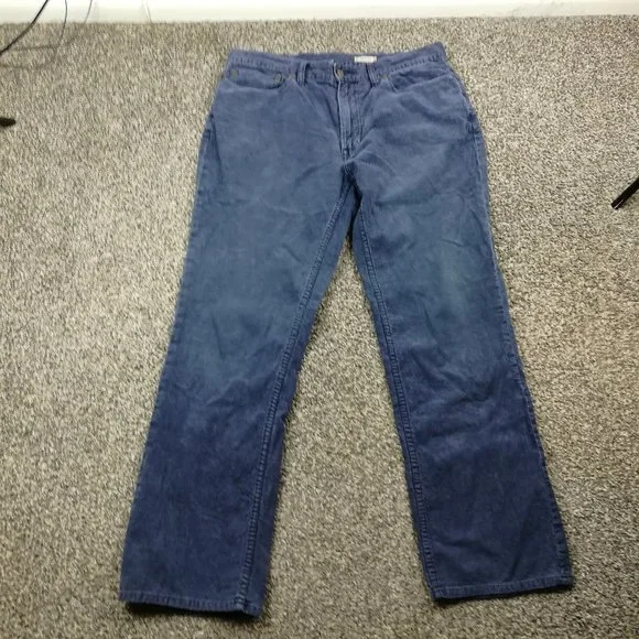 Polo Ralph Lauren Pants Corduroy 650 Straight Leg Five Pocket Navy Blue 35x31