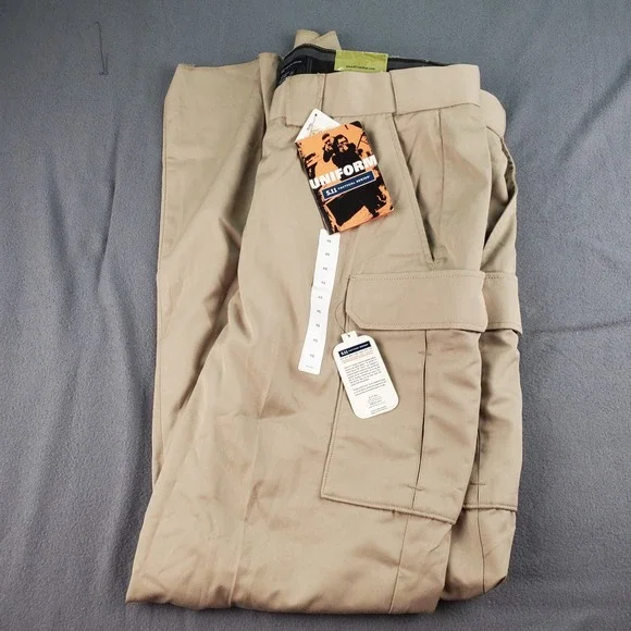 5.11 Tactical Series Uniform Khaki Pants Men's Cargo Work Utility 46x Unhemmed